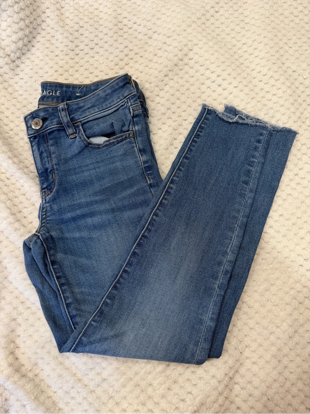 American Eagle Outfitters Medium Blue High-Rise Ankle Skinny Jeans